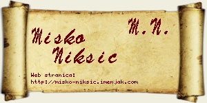 Miško Nikšić vizit kartica